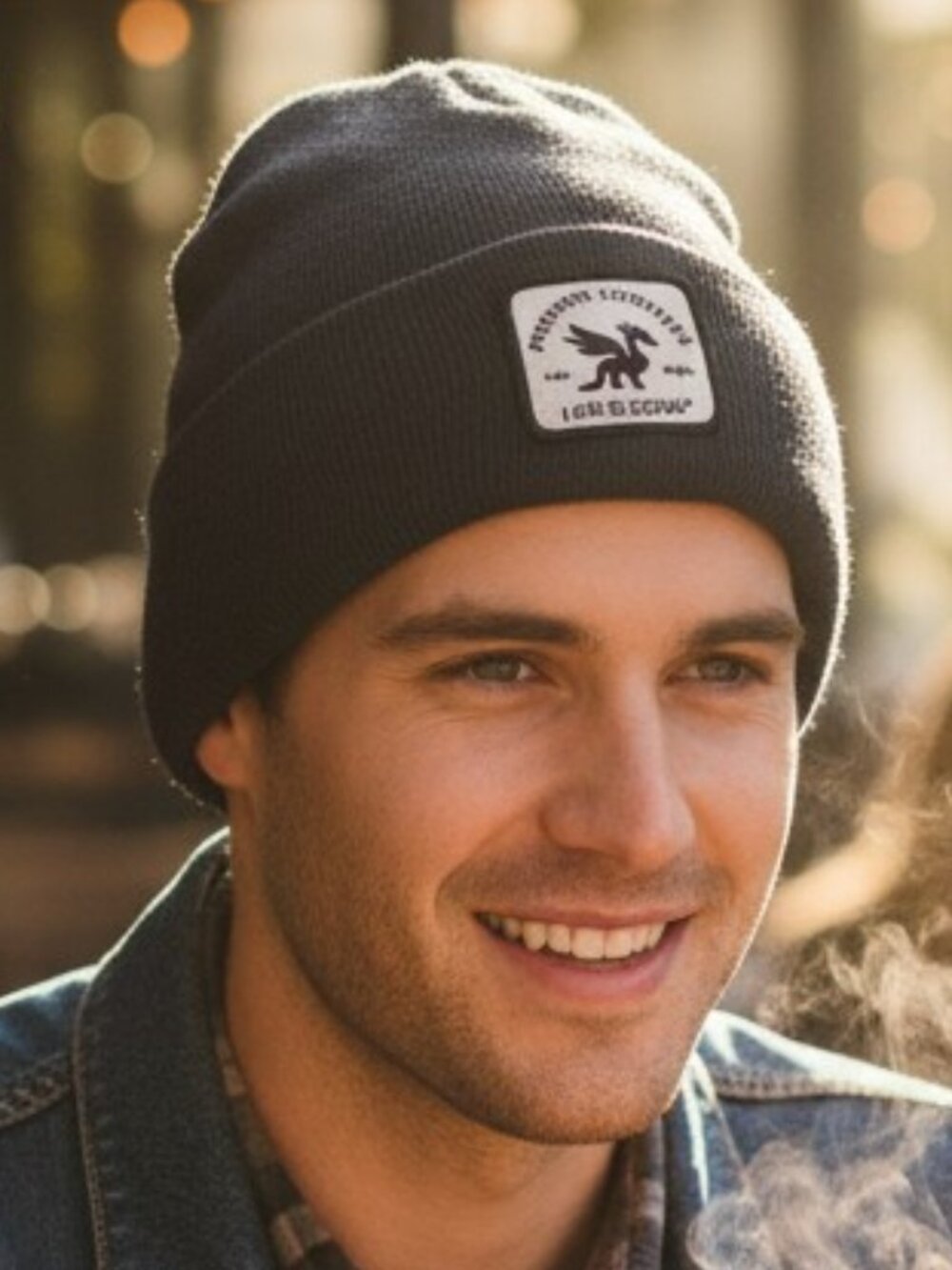 Life is Good Solid Color Cuff Beanie Hat with Patch